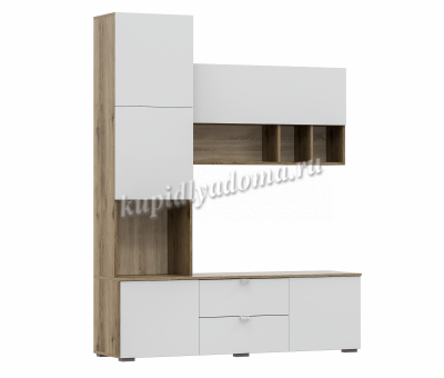 Секция ТВ Милан-1 (Делано светлый/Белый)