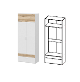 Шкаф Геометрия-4 2-х створчатый (Белый/Делано светлый)