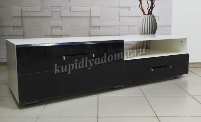 Тумба под ТВ Ларго 1.4 (Белый/Черный глянец)