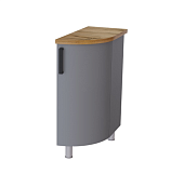 Шкаф нижний радиусный закрытый правый ЗУРРП кухня Кампео без столешницы (Белый/Пудра) 