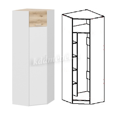 Шкаф угловой Геометрия-5 (Белый/Делано светлый)