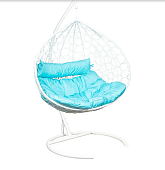 Кресло подвесное LESET БАЛИ (Белый каркас/Бирюза яркая подушка)