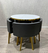 Обеденная группа DT/DC-805 (Белый мрамор/Серый/Каркас золотой)