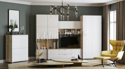 Секция ТВ Милан-1 (Делано светлый/Белый)