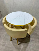 Обеденная группа DT/DC-805 (Белый мрамор/Бежевый/Каркас золотой) УЦЕНКА