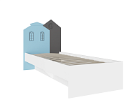 Кровать Сити 0.8 с ортопедическим основанием и ящиком 332.01 исп.2 (Белый/Графит софт/Голубой)