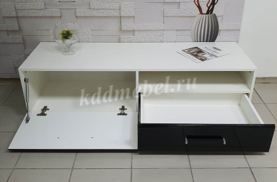 Тумба под ТВ Ларго 1.4 (Белый/Черный глянец)