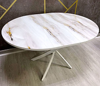 Стол обеденный раскладной Норд-4 (Столешница Фотопечать 1799841691/Опора Белый муар)