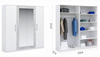 Шкаф Аврора 4-х дверный (Белый/Ателье светлый)
