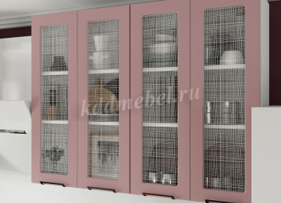 Шкаф верхний угловой высокий ВУВП кухня Кампео (Белый/Пудра)