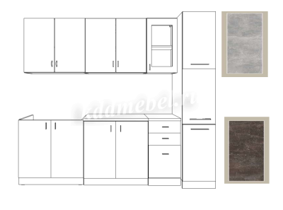 Кухня Сардика 2.4м (Камень светлый/Камень темный)