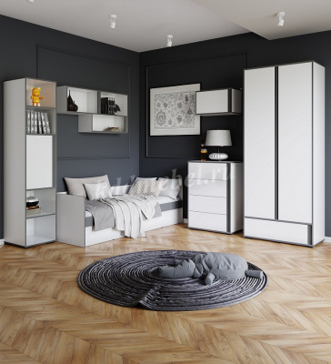 Полка закрытая Асцелла (Белый/Графит серый)