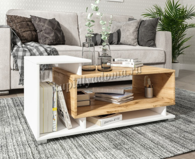 Стол журнальный Нарус №4 (Белый/Дуб Вотан) 