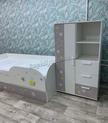 Шкаф многофукциональный Трио (Белый/Звездное небо)
