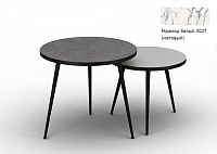 Стол журнальный Ранс малый 2 кат. (Опора Белый муар/Мрамор белый 3027 матовый)