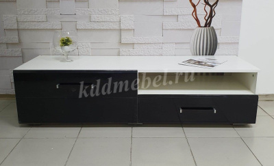 Тумба под ТВ Ларго 1.4 (Белый/Черный глянец)