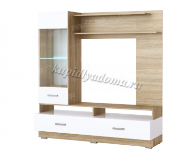Гостиная Элиза модуль (Дуб сонома/Белый глянец)