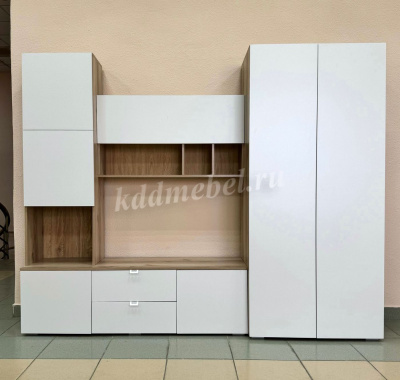 Секция ТВ Милан-1 (Делано светлый/Белый)