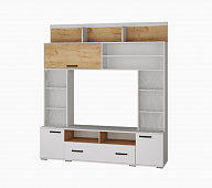 Гостиная Оскар 18 центральная секция ОГЦС-2 (Белый Древесные поры/Дуб Крафт Золотой)