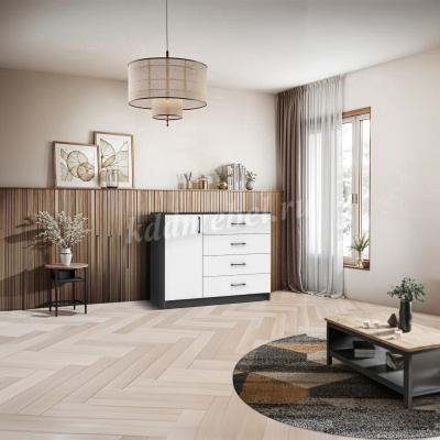 Комод Чикаго 1д 4 ящ (Антрацит/Белый)