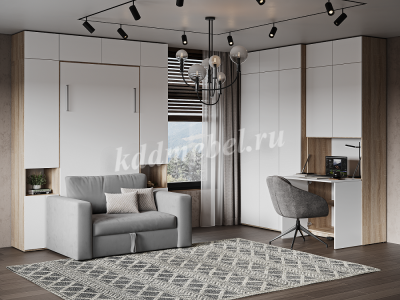 Секретер-рабочий стол с надстройкой (Дуб сонома светлый/Белый)