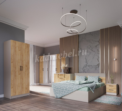 Шкаф угловой Вегас (Кашемир/Дуб крафт золотой)