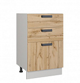 Шкаф нижний ШН 3Я 500 Кухня Лофт (Фон серый/Дуб Вотан)