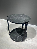 Стол журнальный Вита-65 2 кат. (Камень Пьетра/Черный)