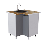 Шкаф нижний угловая мойка УМП кухня Кампео без столешницы (Белый/Пудра) 