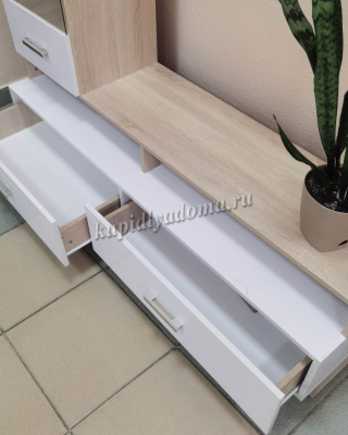 Гостиная Элиза модуль (Дуб сонома/Белый глянец)