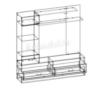 Гостиная Элиза модуль (Дуб сонома/Белый глянец)