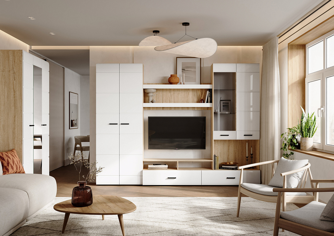 Либерти СтендМебель (Дуб сонома/Белый глянец)