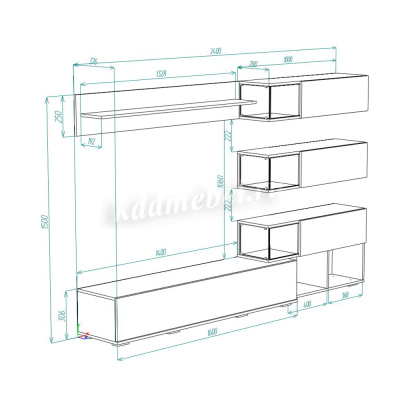 Гостиная Рига (Дуб каньон/Графит)
