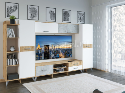 Полка навесная Микс-0.9 (Дуб бунратти/Белый)