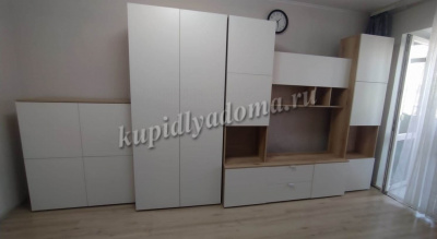 Секция ТВ Милан-1 (Делано светлый/Белый)