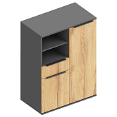 Комод Стил 2ств. с ящиком и нишей (Темно-серый лофт/Дуб золотистый)