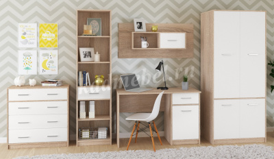 Полка навесная Стелс 1 дверка (Дуб сонома/Белый)