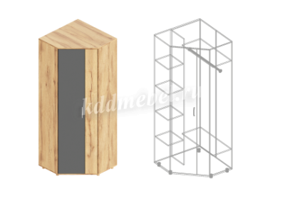 Шкаф угловой Граф (Дуб золотистый/Темно серый лофт)