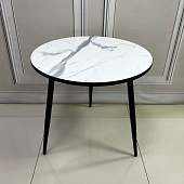 Стол журнальный Ранс большой 2 кат. (Опора Белый муар/Мрамор белый 3027 матовый) 