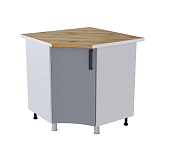 Шкаф нижний угловой радиусный УРР кухня Кампео без столешницы (Белый/Пудра)