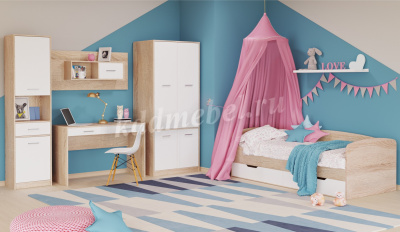 Полка навесная Стелс 1 дверка (Дуб сонома/Белый)