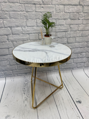 Стол СТ-110 (Белый мрамор/Ноги золотые)