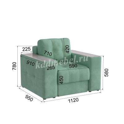 Кресло Виконт (Мятный/Холст белый)