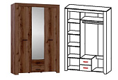 Шкаф Квадро-16 3-х створчатый (Дуб Делано темный)