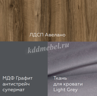 Кровать Моника 1.6 с ортопедическим основанием мод 2.2 (Авелано/Графит антистрейч)