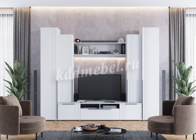Гостиная Вита вариант №1 (Белый лофт/Софт айс)